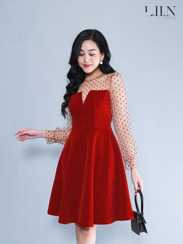 20221022_jojlwfnfwgzhenq9v8ulolwr Váy nhung đỏ chấm bi